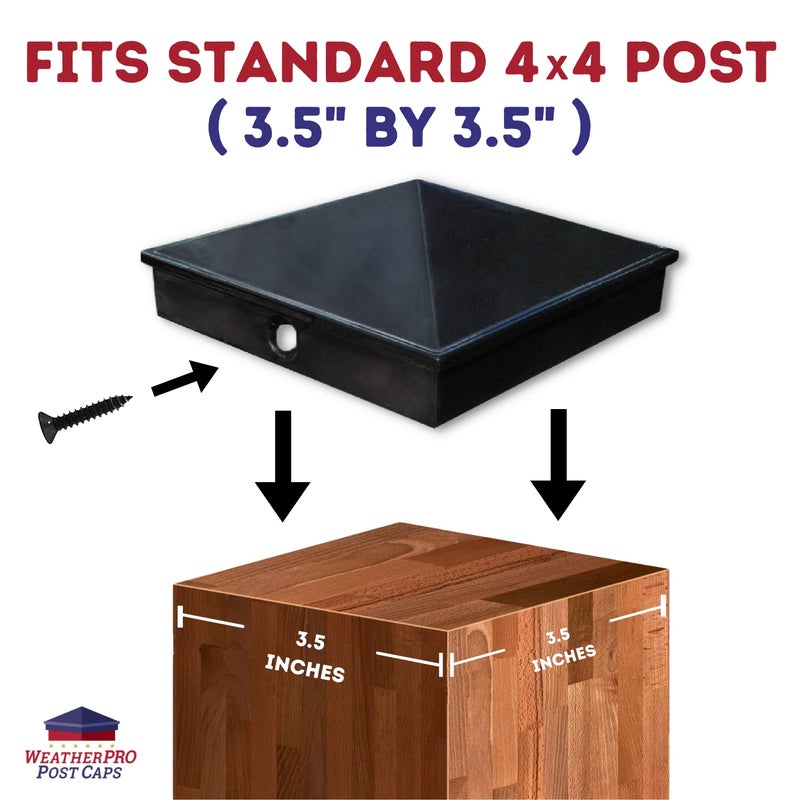 WeatherPRO Post Caps WeatherPRO 4x4 Fence Post Caps â€“ Black (3.5â€), Never Have to Replace These Premium Post Caps Made with Solid Aluminum - Powder Coating Will Never Fade, Sold by U.S. Company (10 Pack) - Image 3